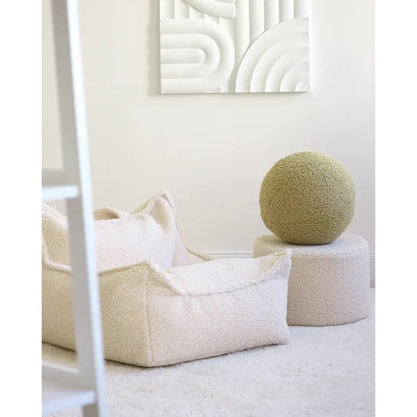 Pernă decorativă pentru copii verde cu tapițerie din țesătură bouclé Ball – Wigiwama-image-4