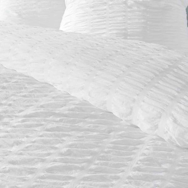 Lenjerie de pat albă din țesătură crep pentru pat de o persoană 140x200 cm Plissia – douceur d'intérieur-image-2