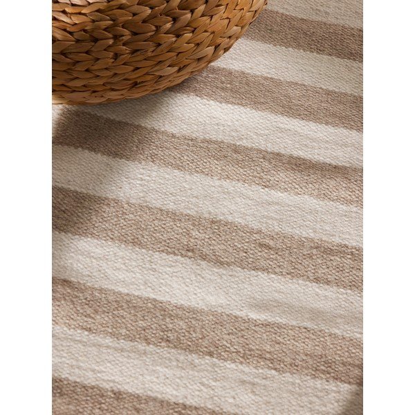 Covor alb/maro deschis reversibil/țesut manual din lână 200x300 cm Vika – Hanse Home-image-4