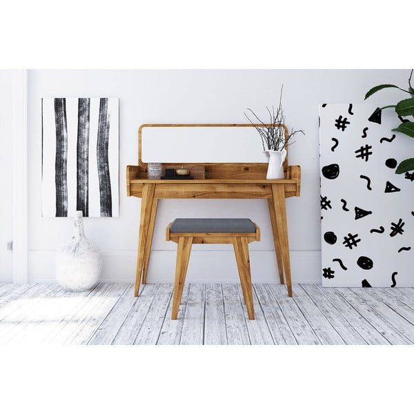 Măsuță de toaletă din stejar cu oglindă 110x45 cm Retro - The Beds-image-4