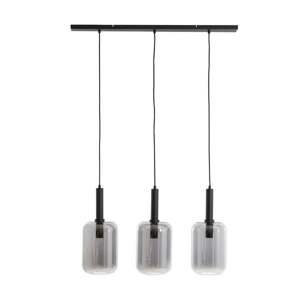 Lustră neagră cu abajur din sticlă 100x22 cm Lekar – Light & Living-image-3