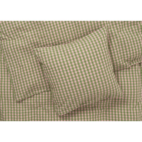 Lenjerie de pat verde/roz din țesătură crep pentru pat de o persoană 140x200 cm Bæk&Bølge – JUNA-image-2