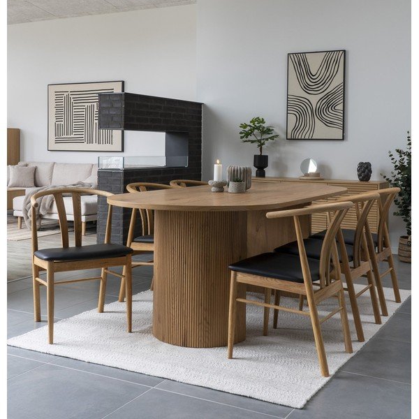 Scaun de dining negru/în culoare naturală din imitație de piele Artenara – House Nordic-image-1