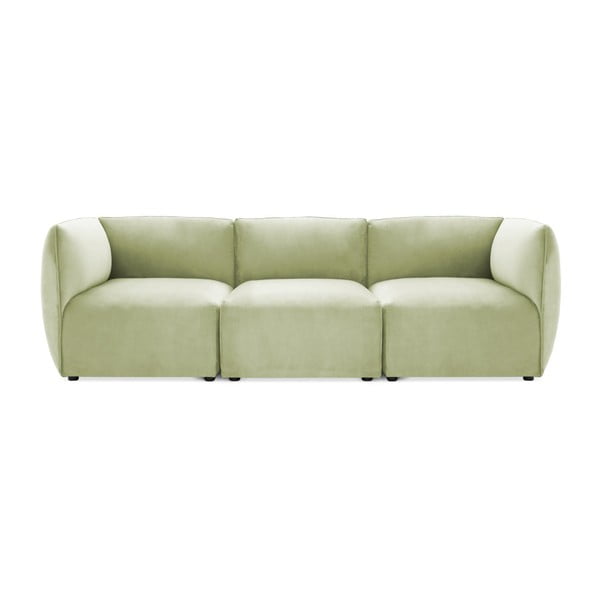 Canapea modulară cu 3 locuri Vivonita Velvet Cube, verde deschis