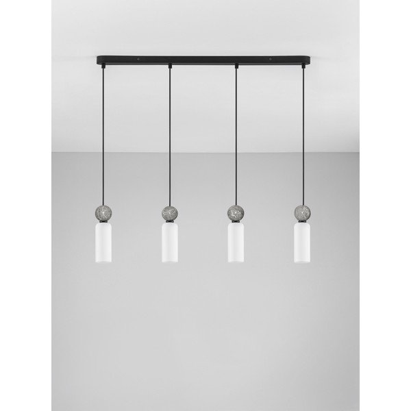 Lustră negru-mat din piatră cu abajur din sticlă Filomena – Nova Luce-image-4