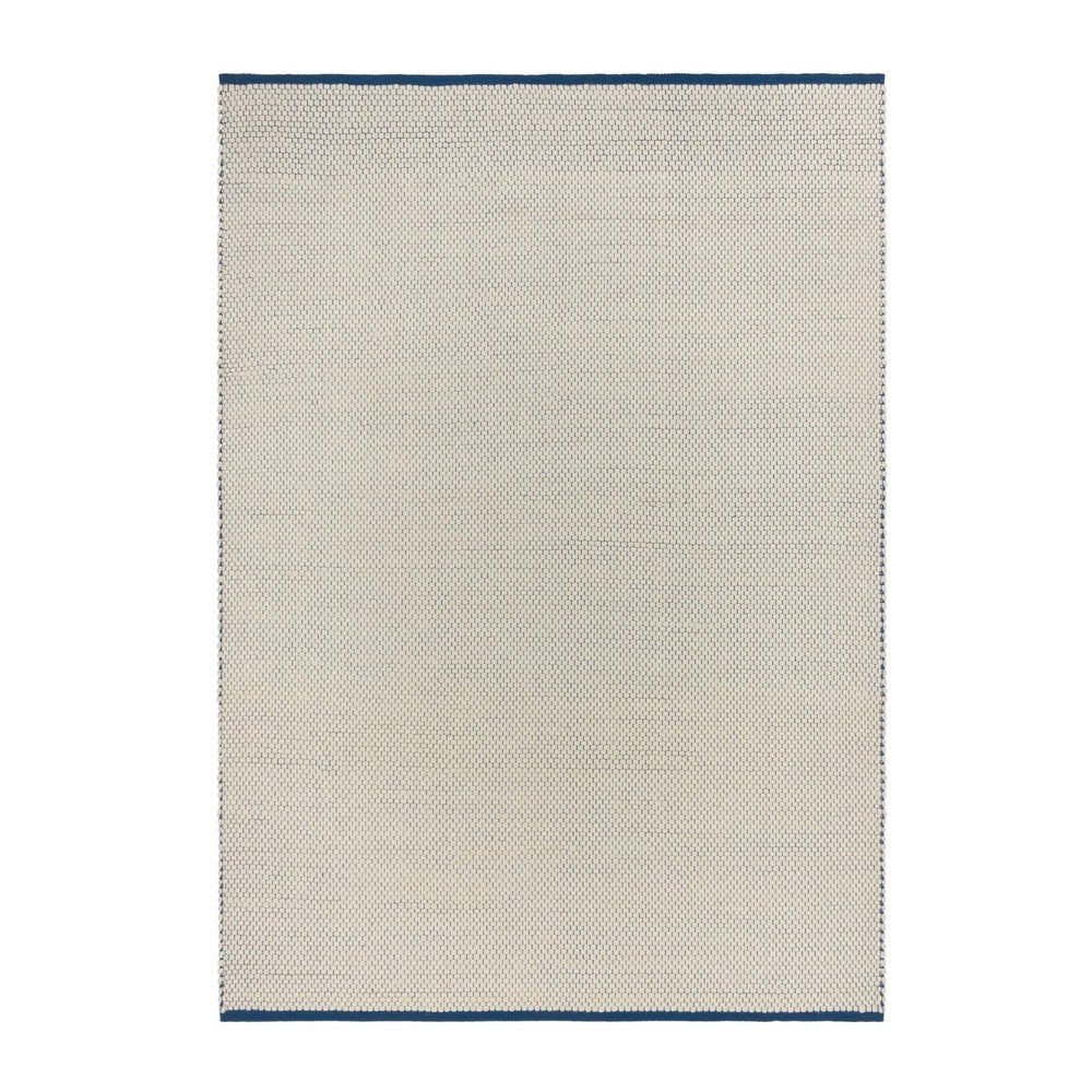 Covor albastru/bej țesut manual din lână 140x200 cm Lenu – noo.ma