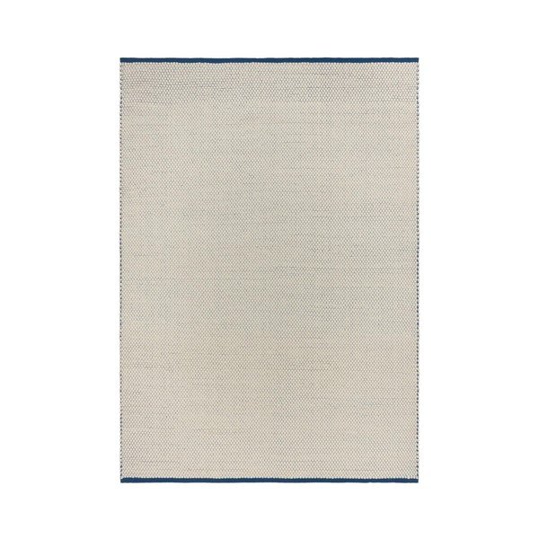 Covor albastru/bej țesut manual din lână 140x200 cm Lenu – noo.ma