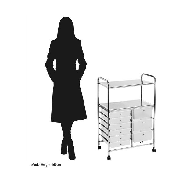 Etajeră pe roți din plastic alb-argintiu  64x97 cm – Premier Housewares-image-3