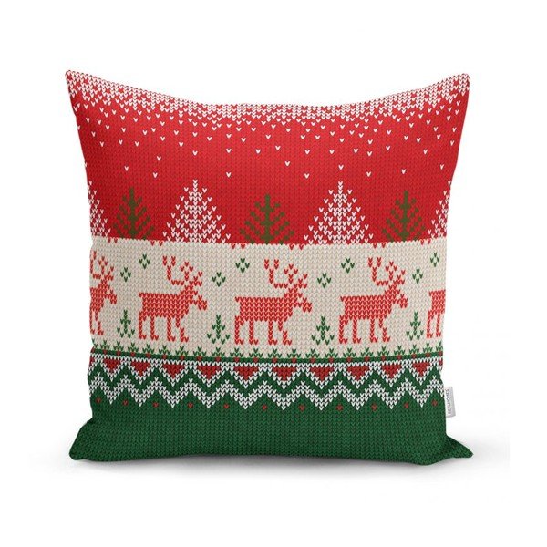 Set 4 fețe de pernă și un napron de masă cu model de Crăciun Minimalist Cushion Covers Merry Christmas-image-1