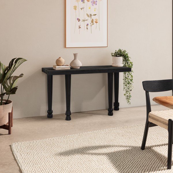 Masă consolă neagră din lemn de mango 40x130 cm Inaya – MOME-image-1
