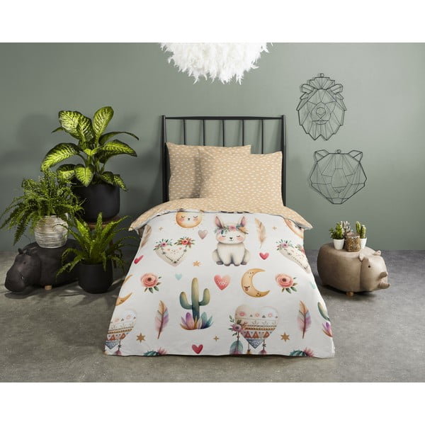 Lenjerie de pat pentru copii bej din bumbac pentru pat de o persoană 140x200 cm Luz – Good Morning-image-1