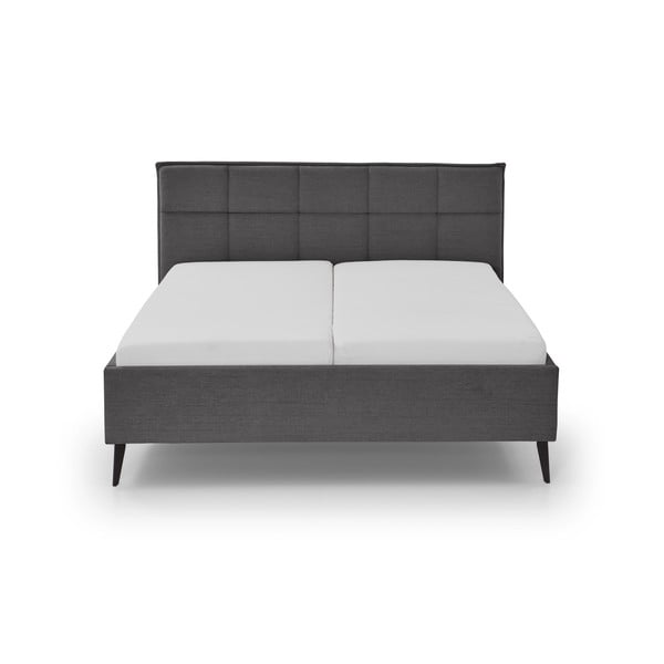 Pat matrimonial gri antracit tapițat cu spațiu de depozitare cu somieră 180x200 cm Paulo – Meise Möbel-image-3