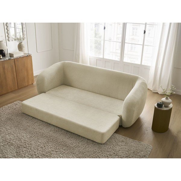 Canapea taupe extensibilă cu tapițerie din chenille 228 cm Neyo – Bobochic Paris-image-1