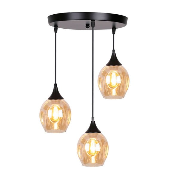 Lustră neagră cu abajur din sticlă Aspa – Candellux Lighting-image-2