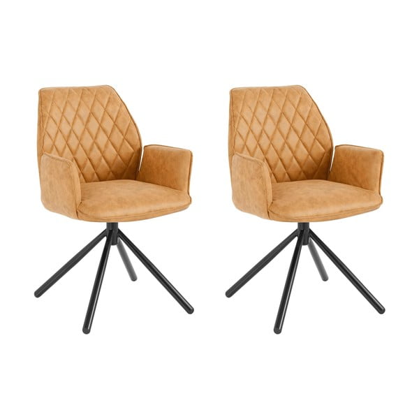 Set de scaune de sufragerie galben 2 buc. tapițat Preston – Støraa-image-3