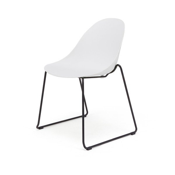 Set 2 scaune dining cu picioare negre Bonami Selection Viva, alb
