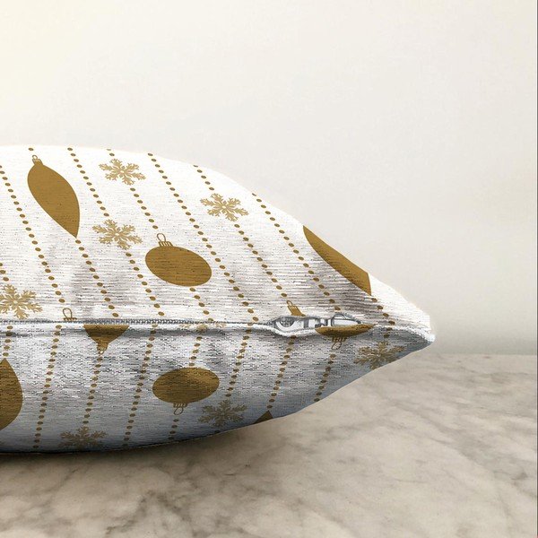 Față de pernă din chenille cu model de Crăciun Minimalist Cushion Covers Christmas Ornaments, 55 x 55 cm-image-1