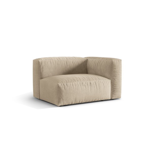 Modul pentru canapea modulară bej cu tapițerie din catifea (cu colț pe partea dreaptă) Martina – Micadoni -image-1