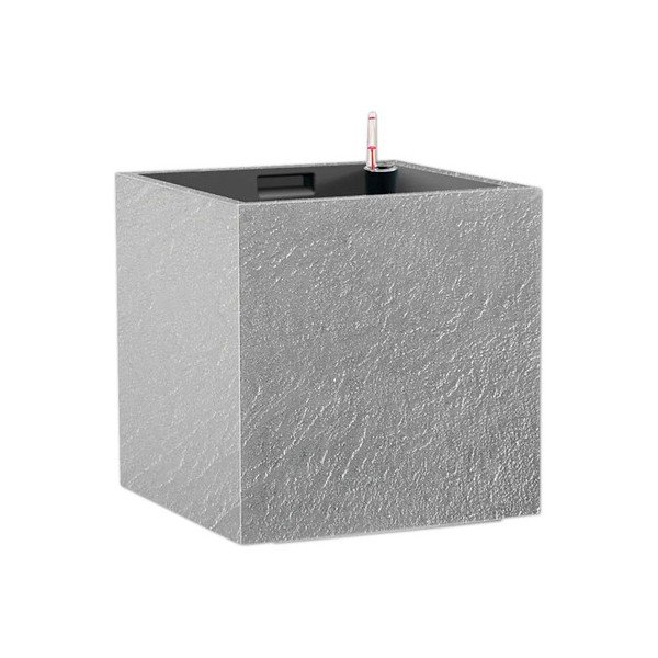 Ghiveci din plastic reciclat cu sistem de auto-irigare Cubico Stone – Flower Lover