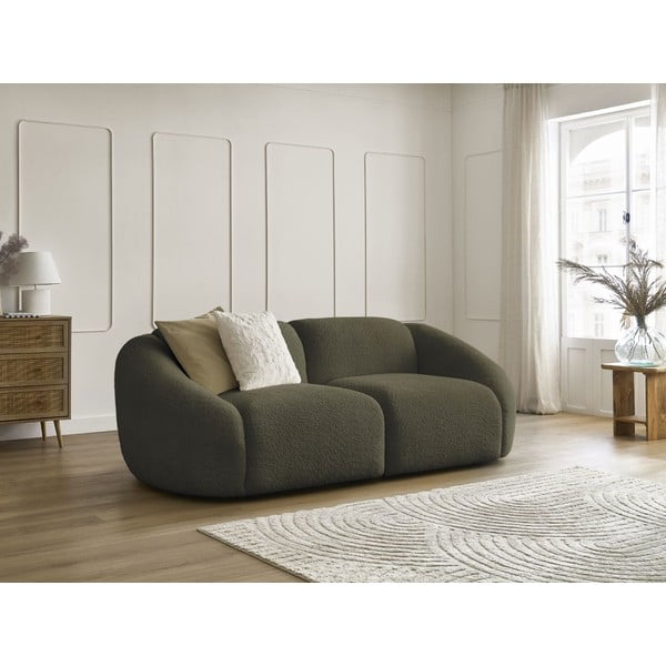 Canapea verde cu tapițerie din țesătură bouclé 230 cm Tina – Bobochic Paris-image-1