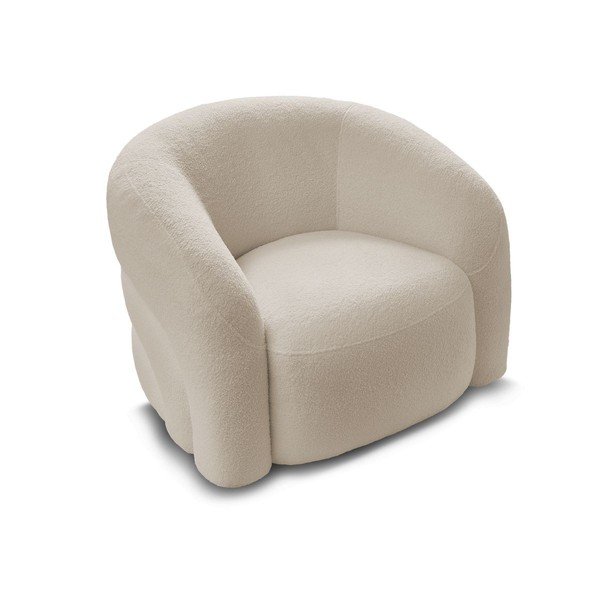Fotoliu bej pivotant cu tapițerie din țesătură bouclé Elina – Bobochic Paris-image-3