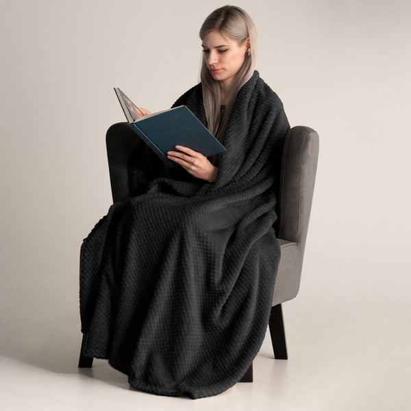 Pătură din microfibră DecoKing Henry, 150 x 200 cm, negru-image-1