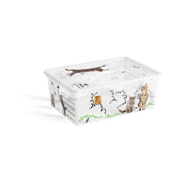 Cutie de depozitare albă din plastic cu capac 37x26x15 cm C Box Style – KIS