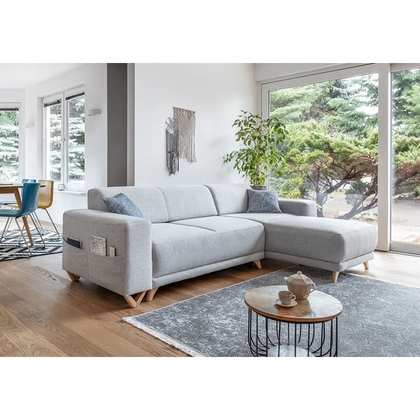 Colțar gri deschis extensibil/cu spațiu de depozitare Classy Sophie – Miuform-image-3