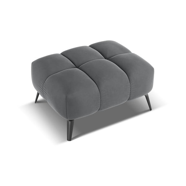 Taburet gri cu tapițerie din catifea Nalu – Makamii-image-3