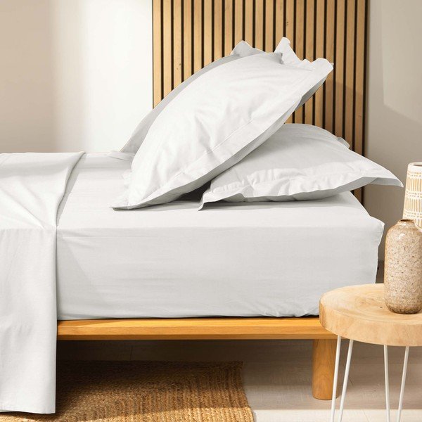 Cearceaf alb din bumbac organic cu elastic 140x190 cm Biolina – douceur d'intérieur-image-2