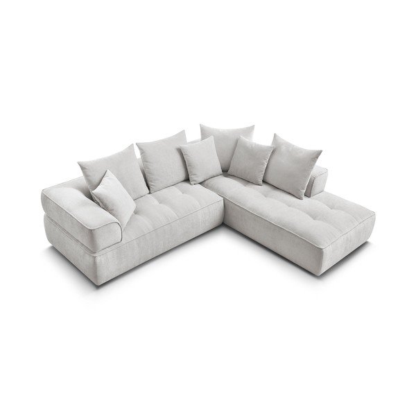 Colțar gri deschis cu tapițerie din chenille (cu colț pe partea dreaptă/în formă de ”L”) Whesley – Bobochic Paris-image-4