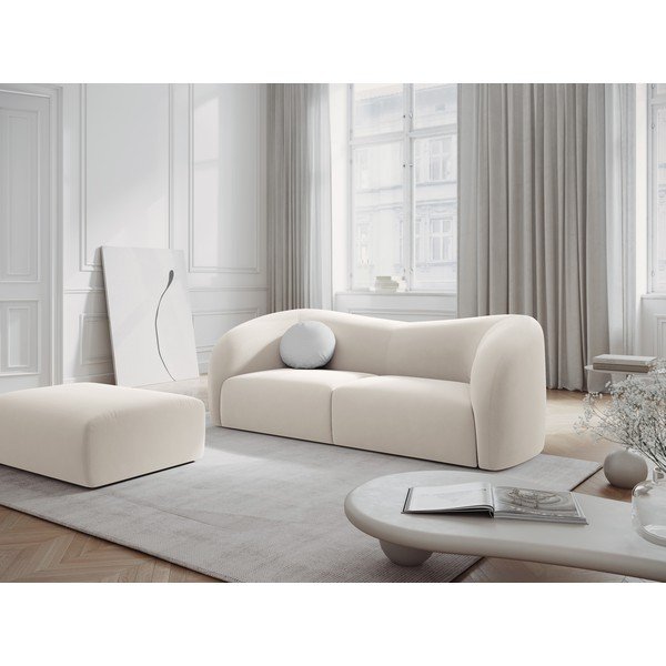 Canapea albă cu tapițerie din catifea 197 cm Santi – Interieurs 86-image-1