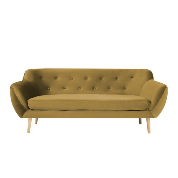 Canapea cu 3 locuri Mazzini Sofas AMELIE, galben muștar
