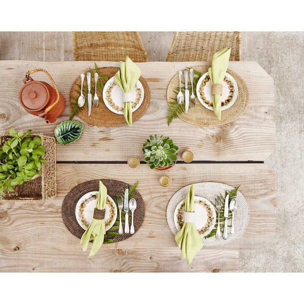 Suport din ratan pentru farfurie Tiseco Home Studio, 30 x 40 cm, alb-image-1