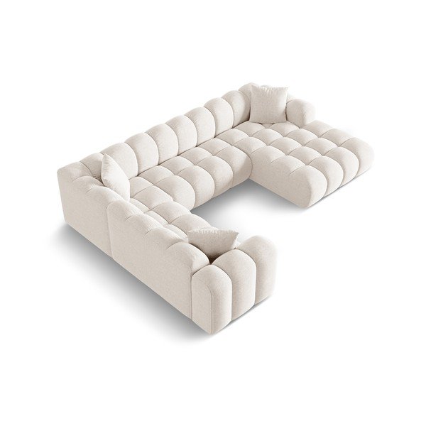 Colțar crem cu tapițerie din chenille (cu colț pe partea stângă/în formă de "U") Treno – Cosmopolitan Design-image-2