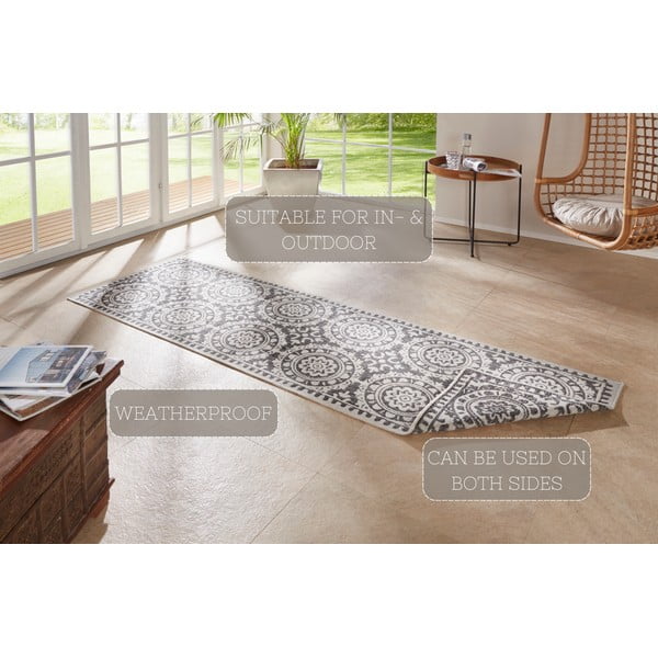 Covor adecvat pentru exterior NORTHRUGS Jardin, 80 x 250 cm, gri-crem-image-4