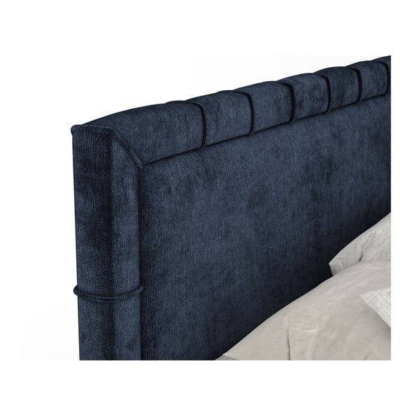 Pat boxspring albastru închis cu spațiu de depozitare 200x200 cm Voyage – Maison de Rêve-image-3