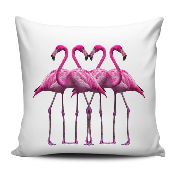 Pernă Home de Bleu Pink Flamingo Friends, 43 x 43 cm, roz alb