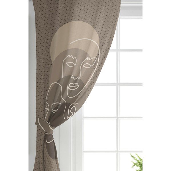 Set 2 draperii cu amestec de bumbac Minimalist Home World, 140 x 260 cm, maro-image-1