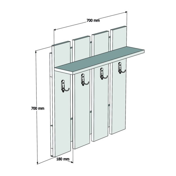 Cuier de perete gri antracit/în culoare naturală cu raft cu aspect de lemn de nuc Mita – Puqa Design-image-3