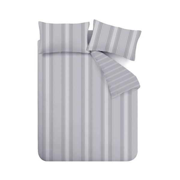 Lenjerie de pat gri din flanelă pentru pat dublu 200x200 cm Ticking Stripe – Bianca-image-2