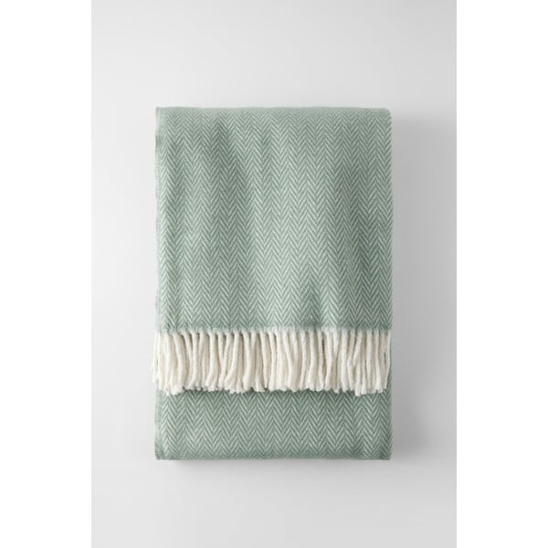 Pled din amestec de bumbac Euromant Skyline, 140 x 180 cm, verde deschis