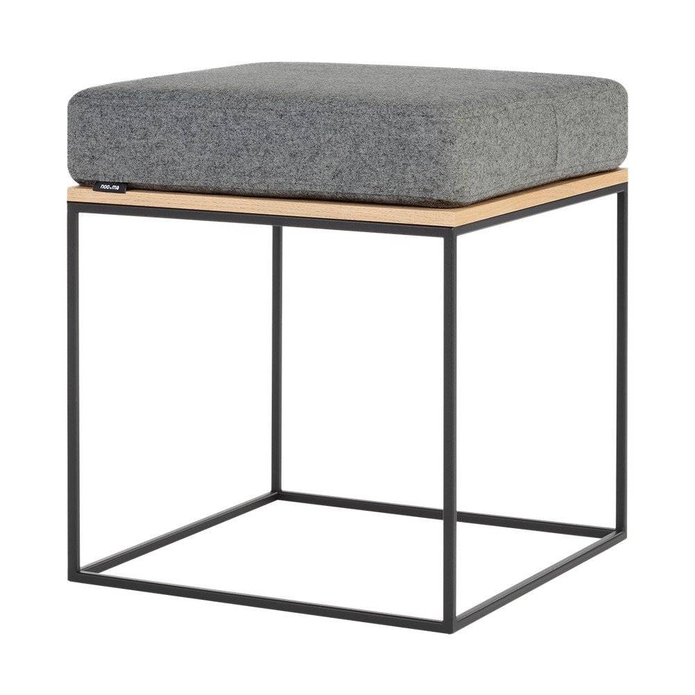 Scaun tip taburet gri tapițat Feo – noo.ma