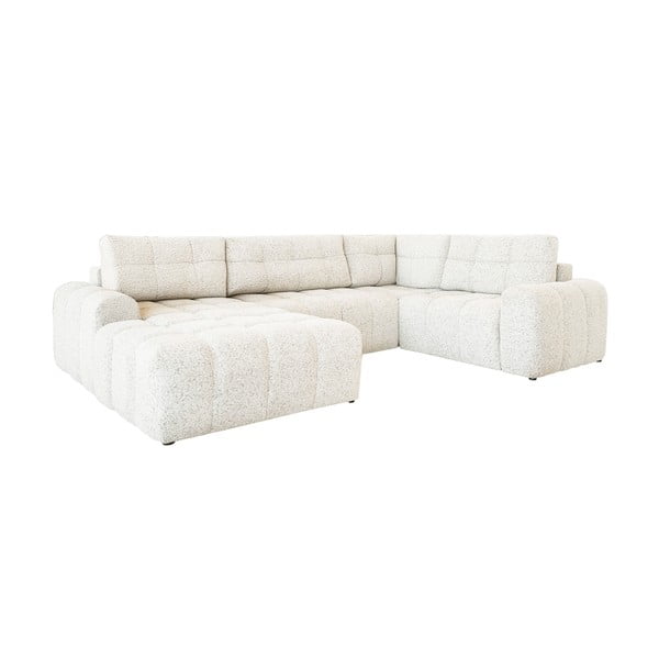 Colțar modular crem extensibil/cu spațiu de depozitare (cu colț pe partea dreaptă) Lulu – Miuform