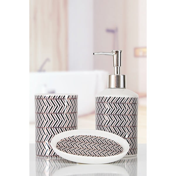 Set de accesorii de baie negru-alb din polirășină Lidya – Mioli Decor-image-1