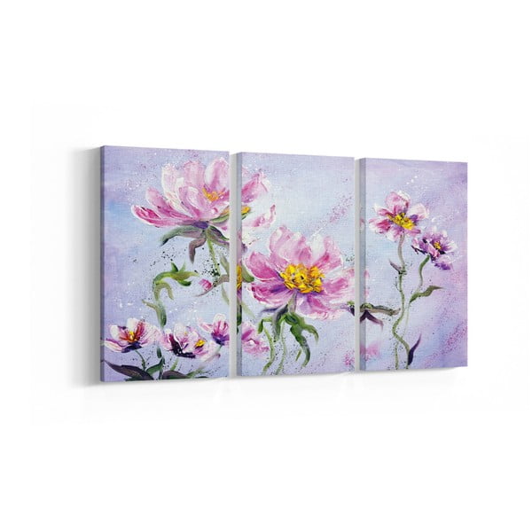 Set 3 tablouri Pinkie Flower, 30 x 60 cm