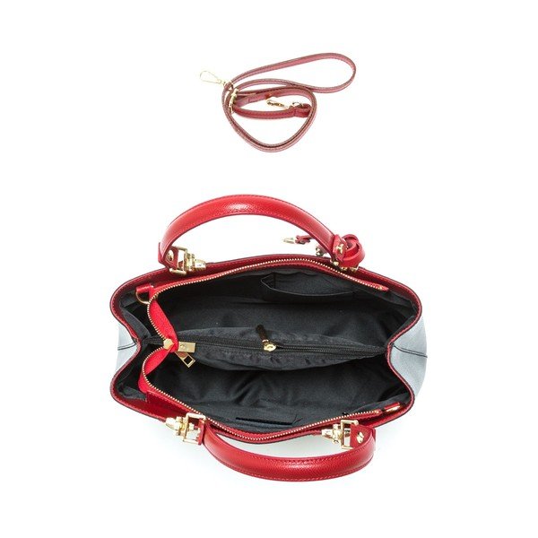 Geantă din piele Isabella Rhea no. 462, negru cu roșu-image-4