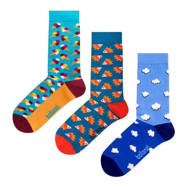 Set 3 perechi de șosete Ballonet Socks Novelty Blue în cutie de cadou, mărime 36 - 40