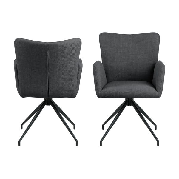 Set de scaune de sufragerie gri închis cu cotiere 2 buc. tapițat Laura – Actona-image-3