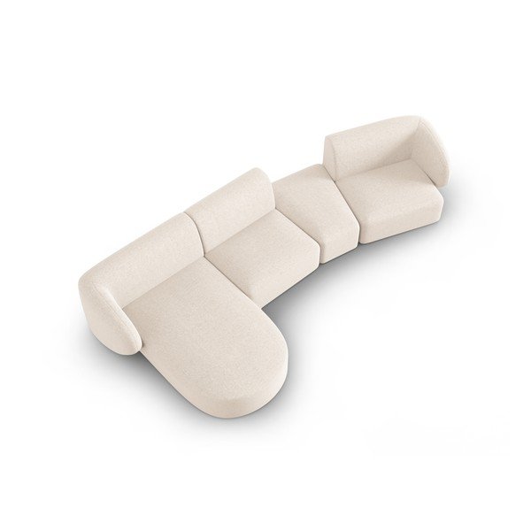 Colțar bej cu tapițerie din chenille (cu colț pe partea stângă, cu șezlong) Paolo – Milo Casa-image-1